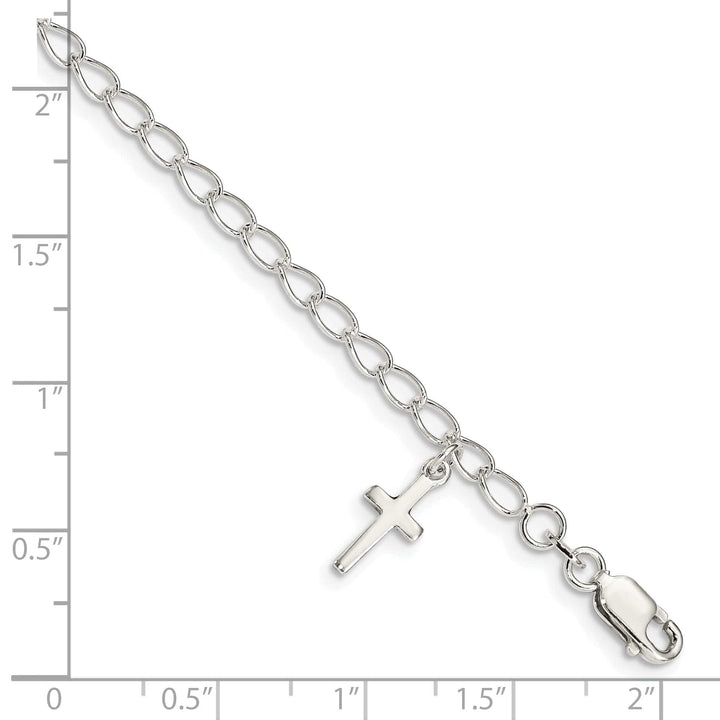 Lovely Rita's Bracelets Silver Polished Cross Charm Childs Bracelet
