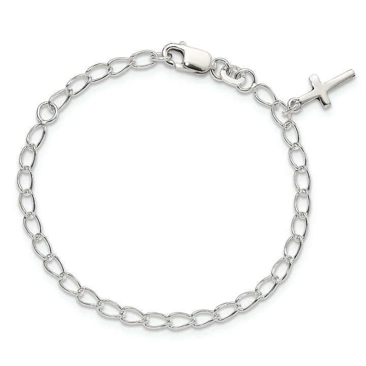 Lovely Rita's Bracelets Silver Polished Cross Charm Childs Bracelet
