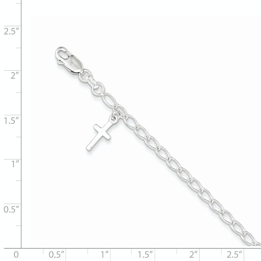Lovely Rita's Bracelets Silver Polished Cross Charm Childs Bracelet