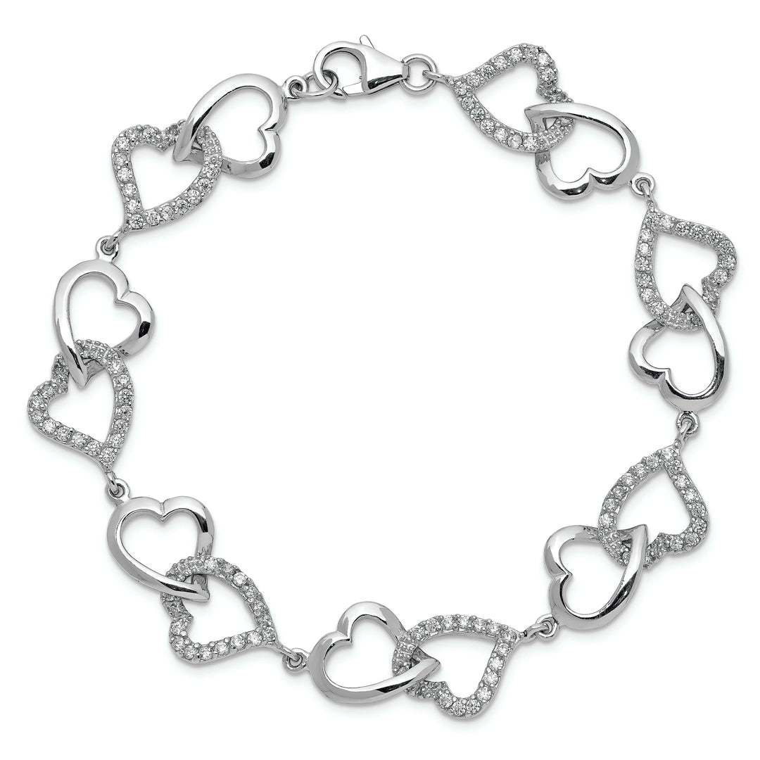 Lovely Rita's Bracelets Silver Polished Cubic Zirconia Heart Bracelet