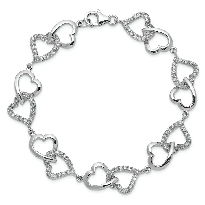 Lovely Rita's Bracelets Silver Polished Cubic Zirconia Heart Bracelet
