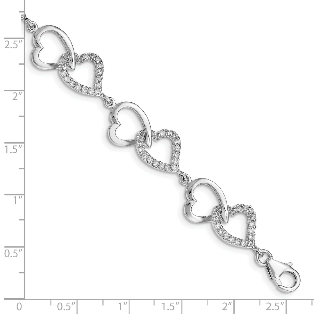 Lovely Rita's Bracelets Silver Polished Cubic Zirconia Heart Bracelet
