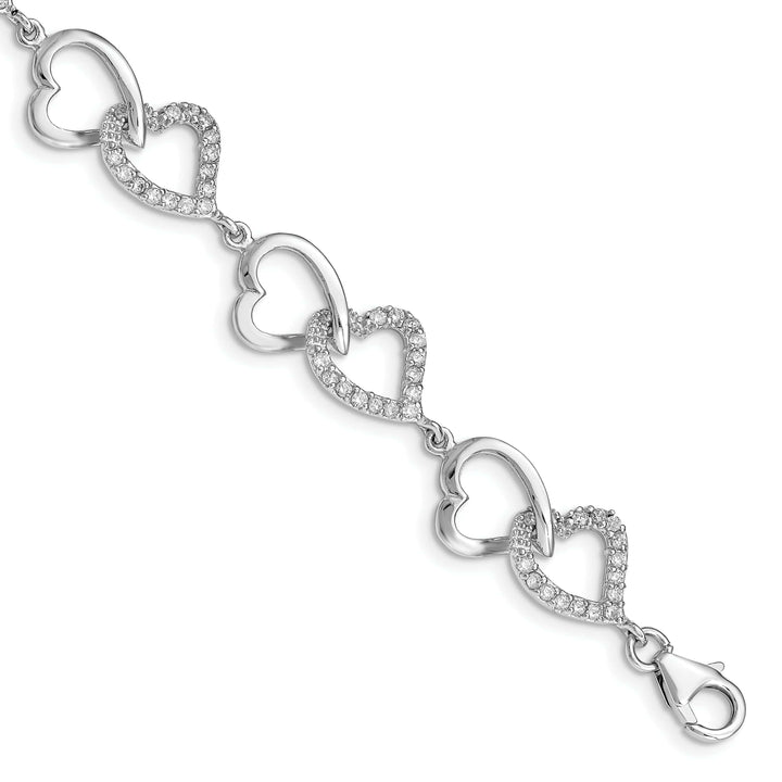 Lovely Rita's Bracelets Silver Polished Cubic Zirconia Heart Bracelet