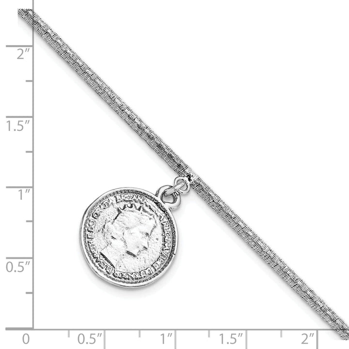 Lovely Rita's Bracelets Silver Polished Elizabeth II Medal Bracelet