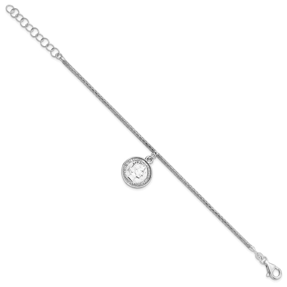 Lovely Rita's Bracelets Silver Polished Elizabeth II Medal Bracelet