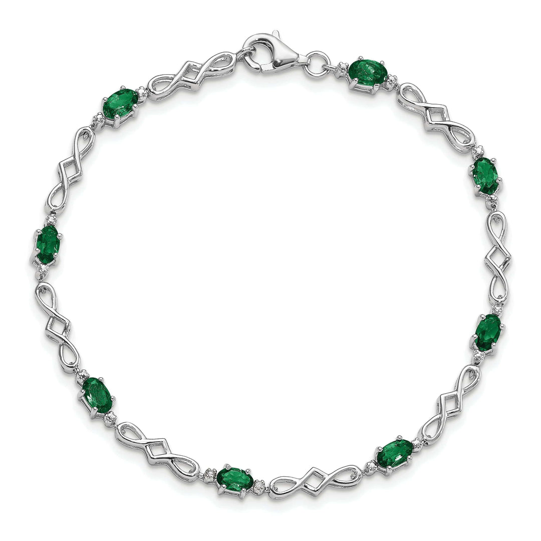 Lovely Rita's Bracelets Silver Polished Emerald Round Diamond Bracelet