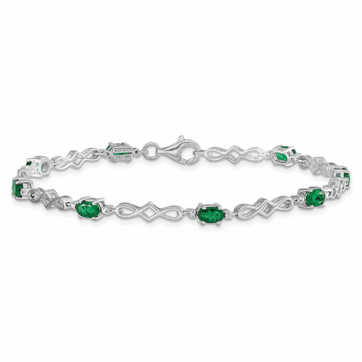 Lovely Rita's Bracelets Silver Polished Emerald Round Diamond Bracelet
