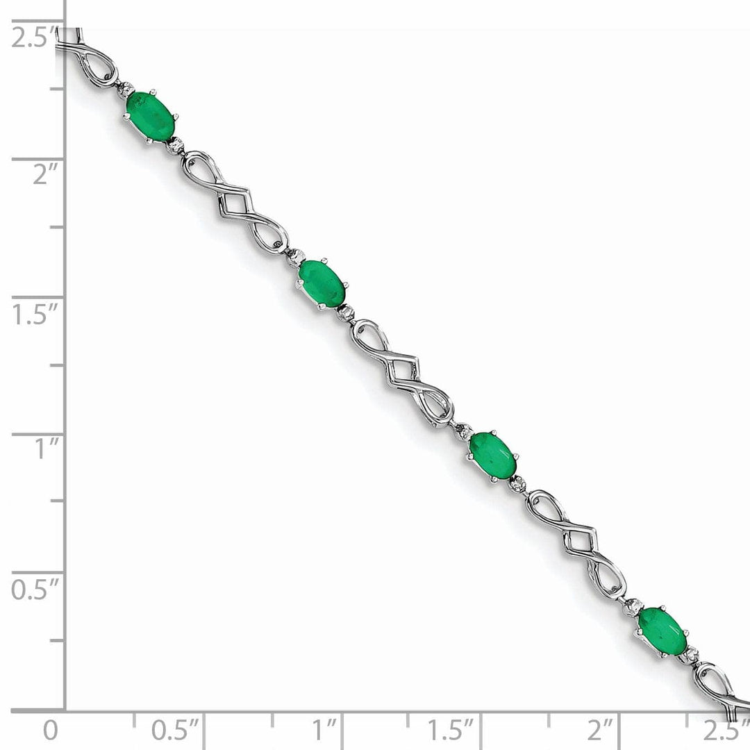 Lovely Rita's Bracelets Silver Polished Emerald Round Diamond Bracelet