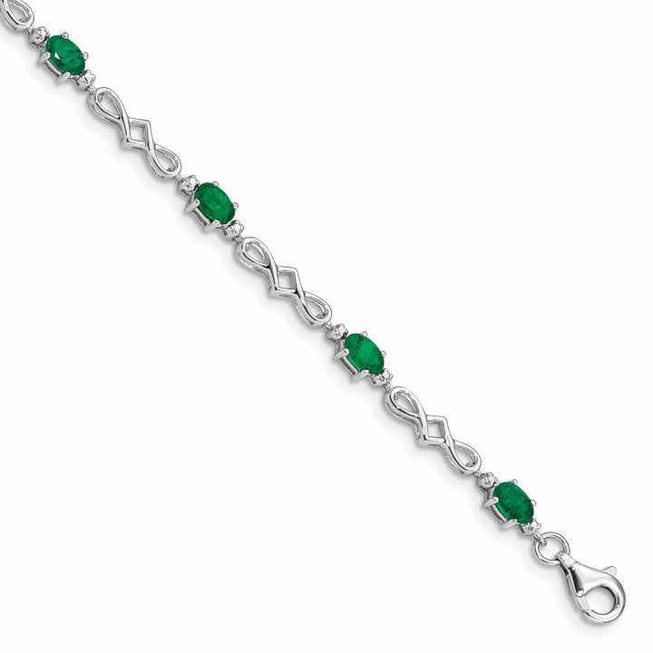 Lovely Rita's Bracelets Silver Polished Emerald Round Diamond Bracelet