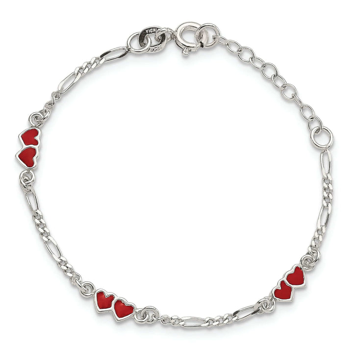 Lovely Rita's Bracelets Silver Polished Enameled Double Heart Bracelet