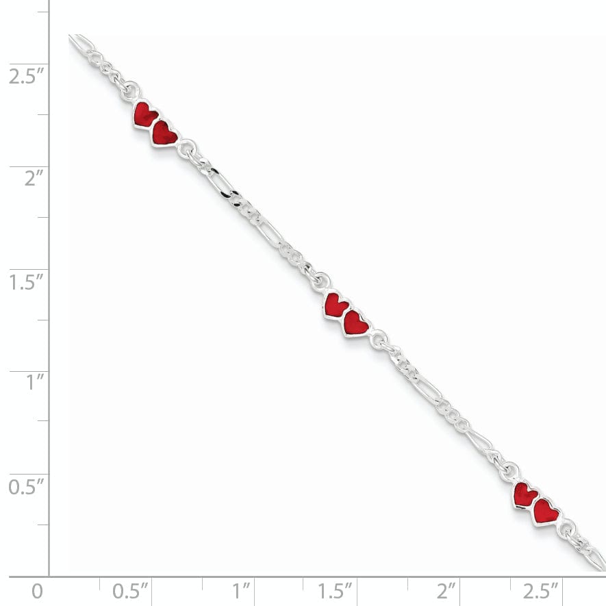 Lovely Rita's Bracelets Silver Polished Enameled Double Heart Bracelet