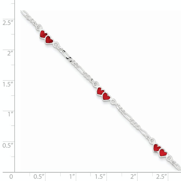 Lovely Rita's Bracelets Silver Polished Enameled Double Heart Bracelet