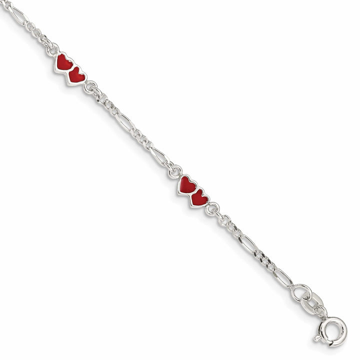 Lovely Rita's Bracelets Silver Polished Enameled Double Heart Bracelet