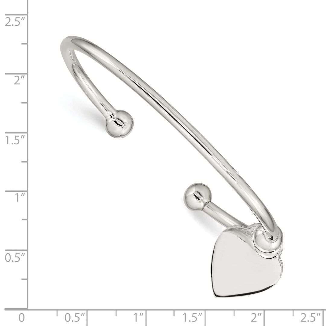 Lovely Rita's Bracelets Silver Polished Engravable Heart Cuff Bangle