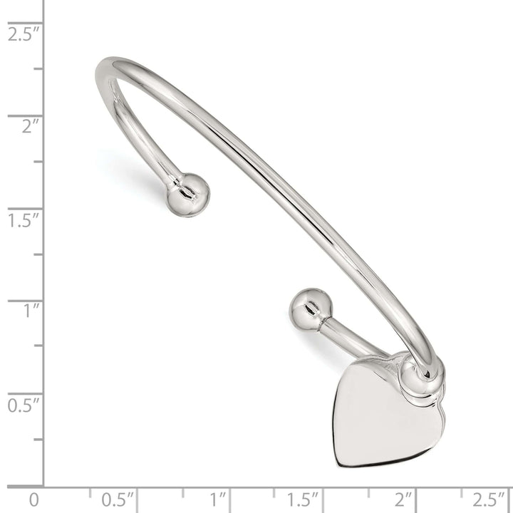 Lovely Rita's Bracelets Silver Polished Engravable Heart Cuff Bangle