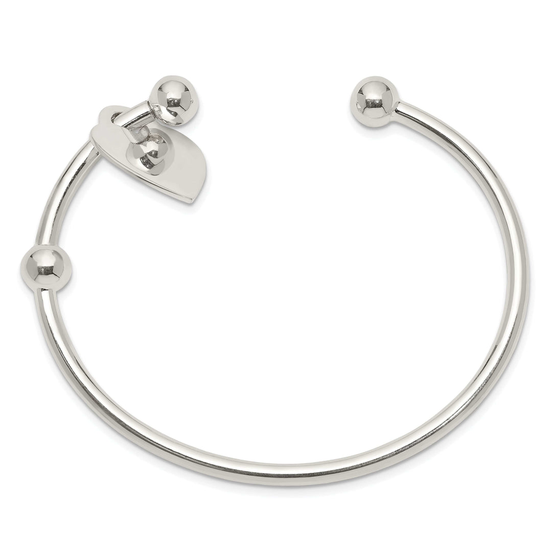 Lovely Rita's Bracelets Silver Polished Engravable Heart Cuff Bangle