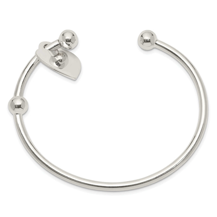 Lovely Rita's Bracelets Silver Polished Engravable Heart Cuff Bangle