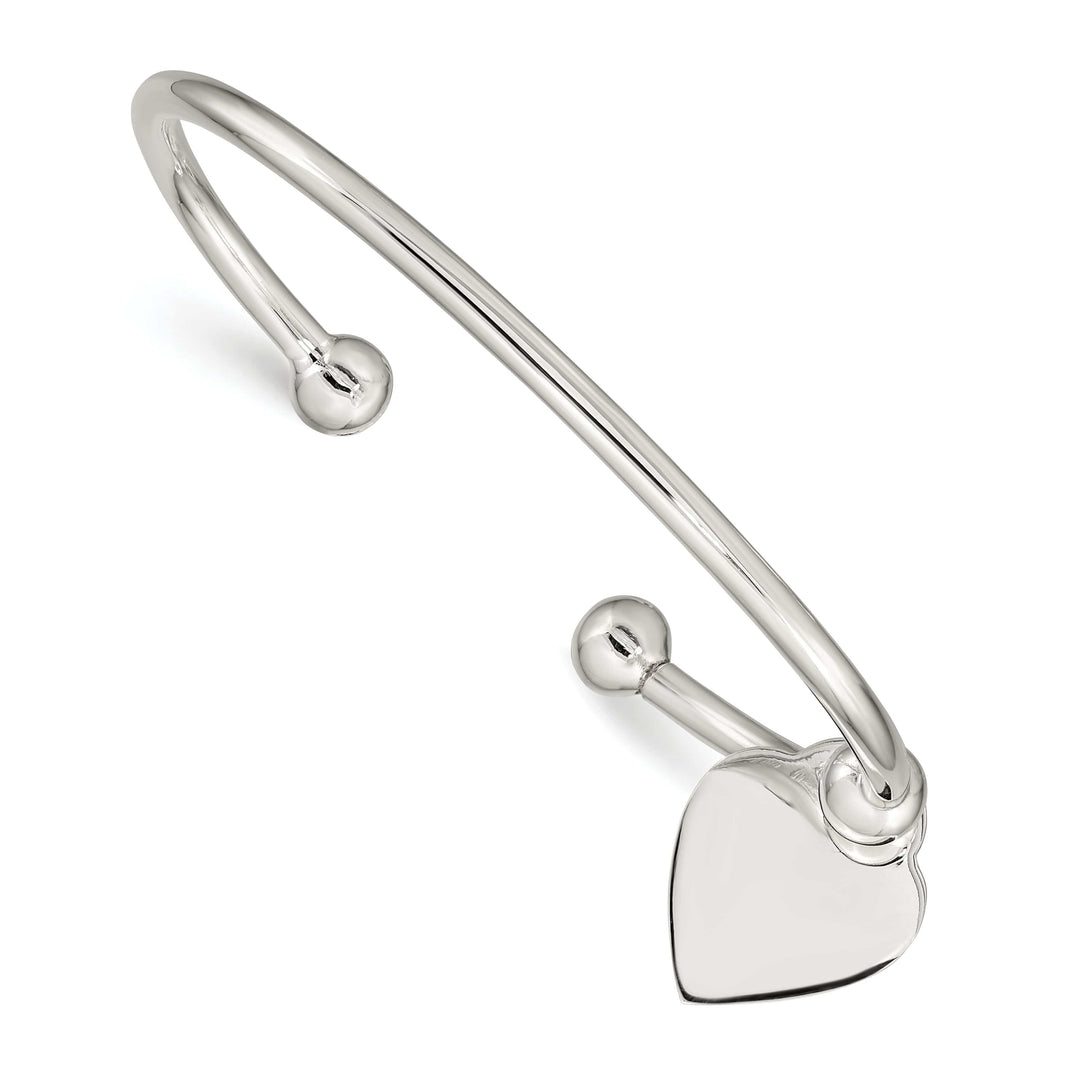 Lovely Rita's Bracelets Silver Polished Engravable Heart Cuff Bangle