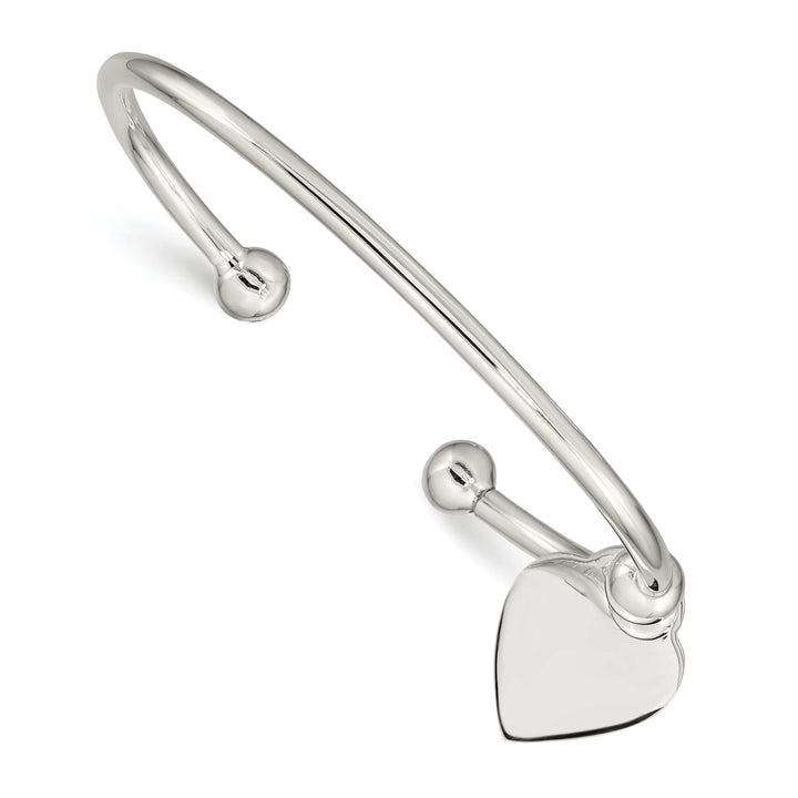 Lovely Rita's Bracelets Silver Polished Engravable Heart Cuff Bangle