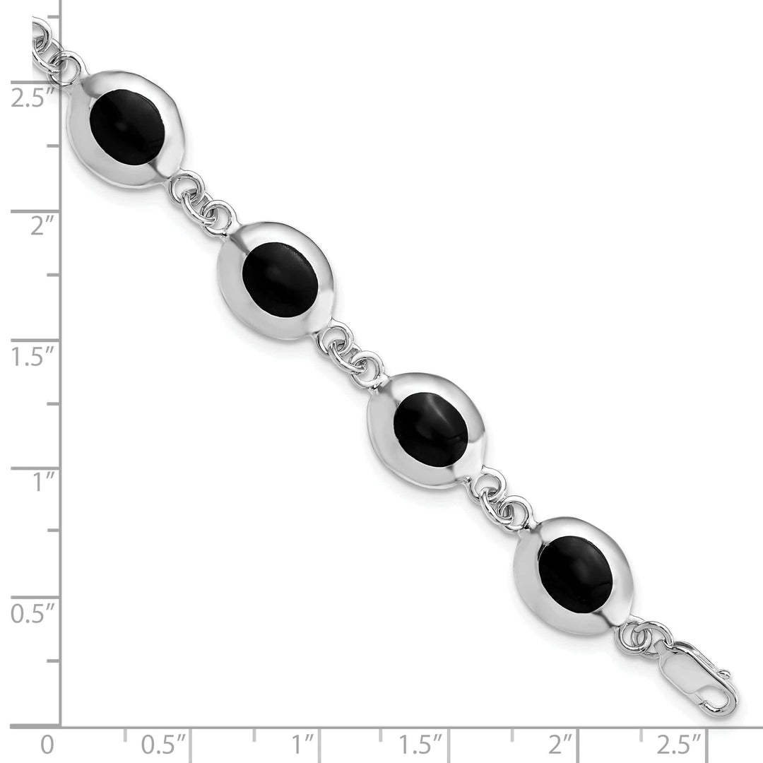 Lovely Rita's Bracelets Silver Polished Fancy Polished Onyx Bracelet
