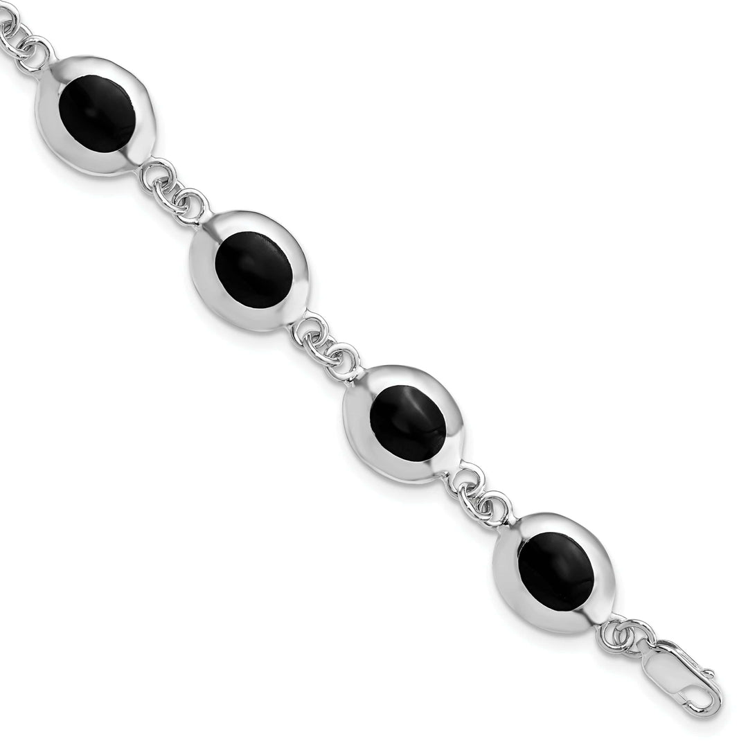 Lovely Rita's Bracelets Silver Polished Fancy Polished Onyx Bracelet