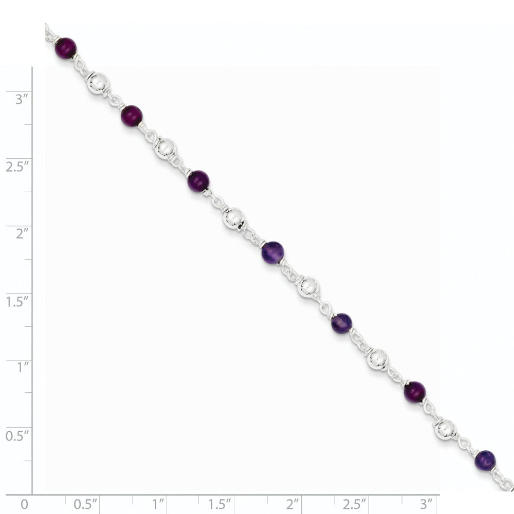 Lovely Rita's Bracelets Silver Polished Finish Amethyst Beaded Bracelet