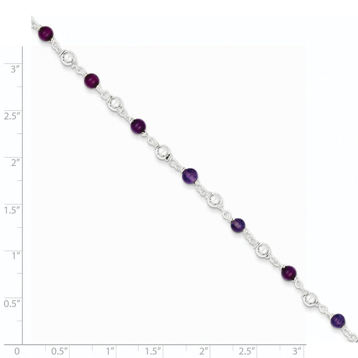 Lovely Rita's Bracelets Silver Polished Finish Amethyst Beaded Bracelet