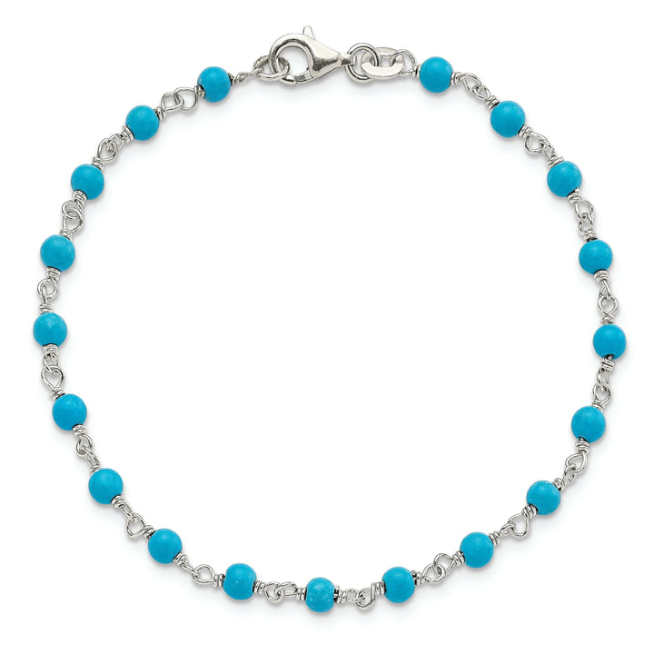 Lovely Rita's Bracelets Silver Polished Finish Blue Stone Bracelet