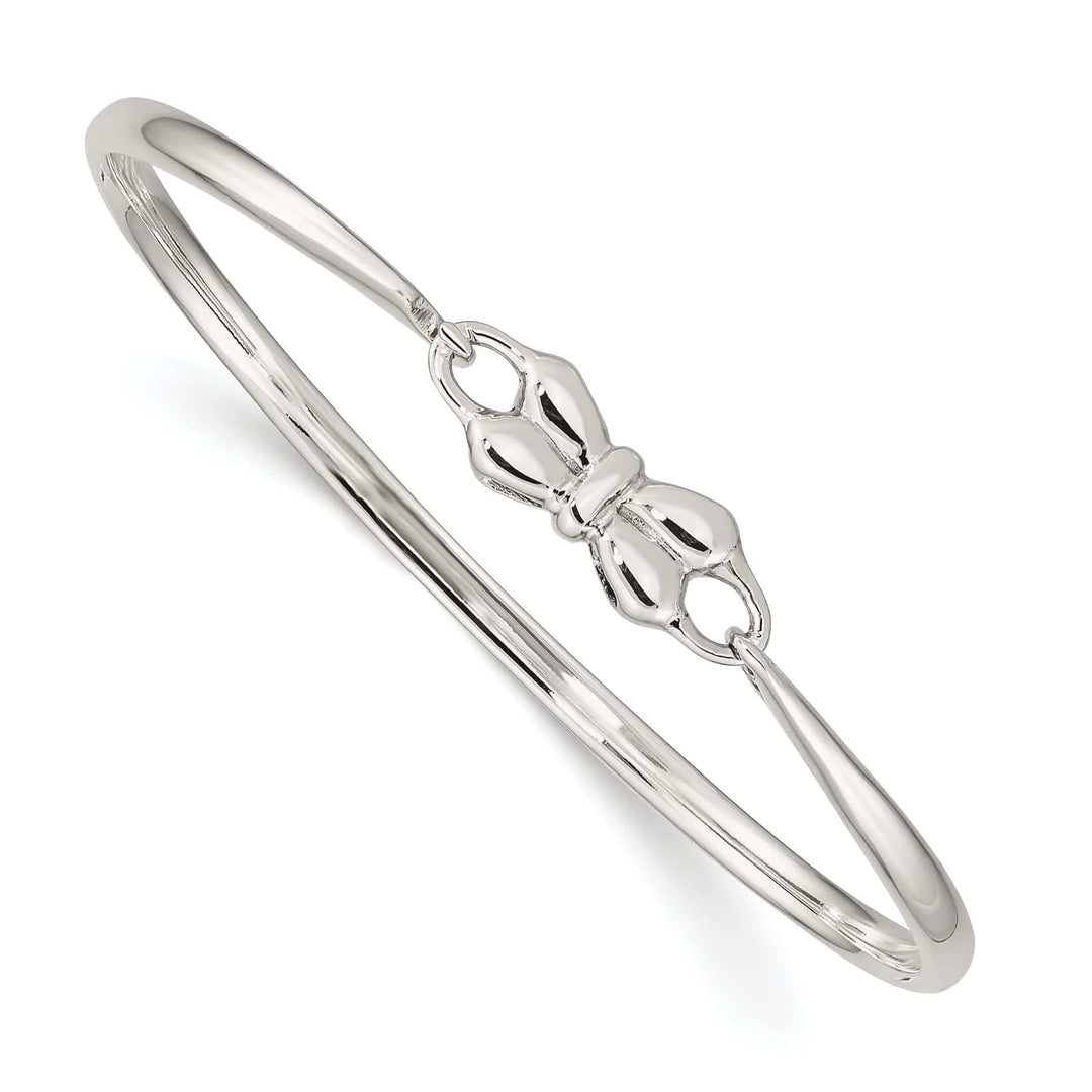 Lovely Rita's Bracelets Silver Polished Finish Bow Baby Bangle Bracelet