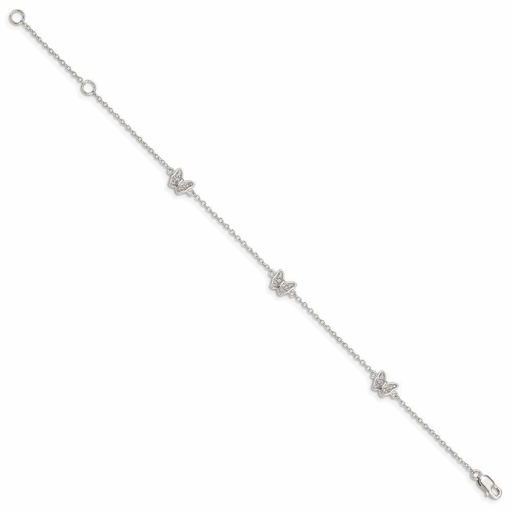 Lovely Rita's Bracelets Silver Polished Finish C.Z Butterfly Bracelet