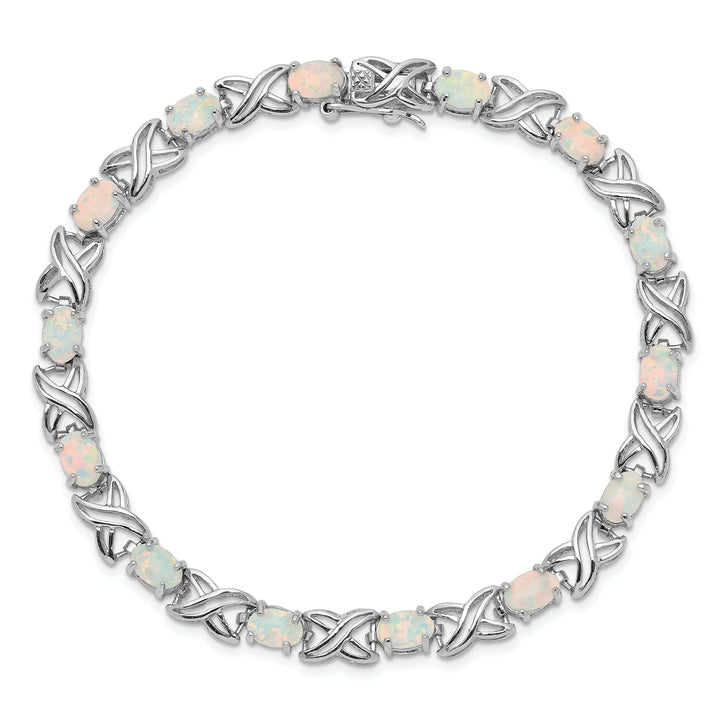 Lovely Rita's Bracelets Silver Polished Finish Created Opal XO Bracelet