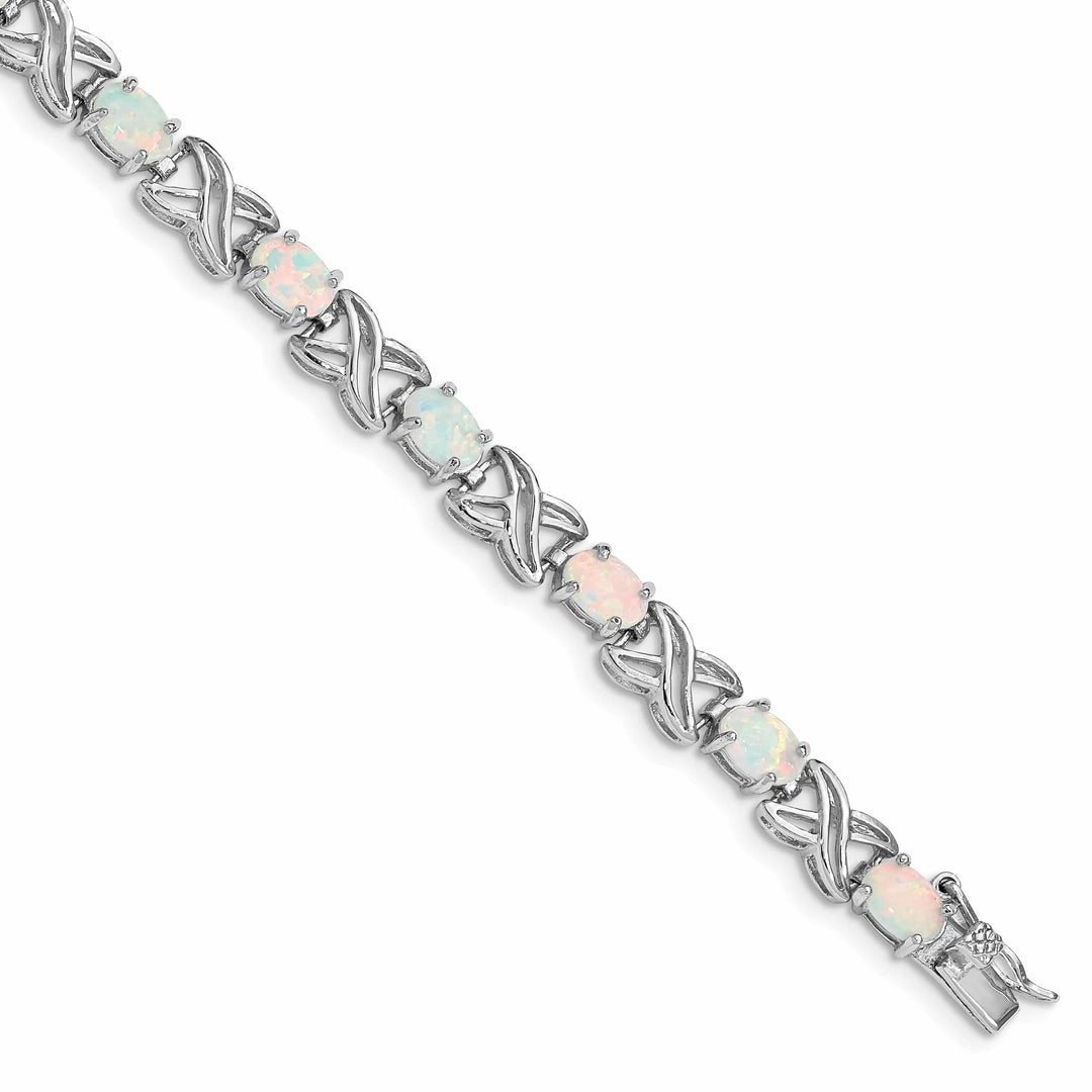 Lovely Rita's Bracelets Silver Polished Finish Created Opal XO Bracelet