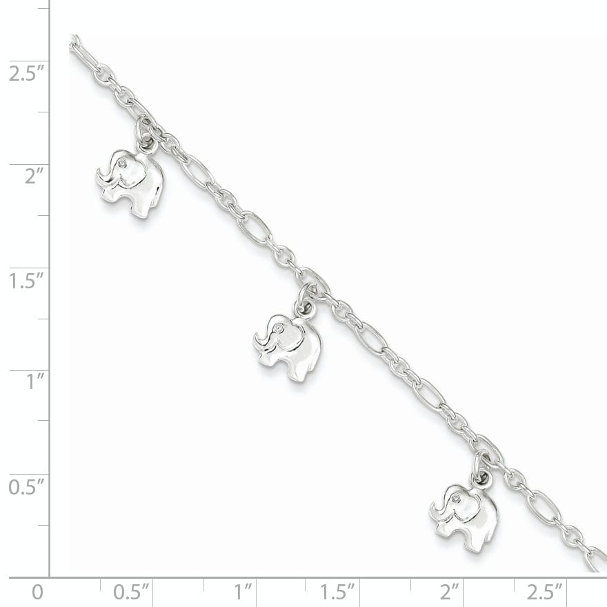 Lovely Rita's Bracelets Silver Polished Finish Dangle Elephant Bracelet