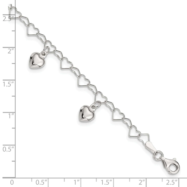 Lovely Rita's Bracelets Silver Polished Finish Dangling Heart Bracelet