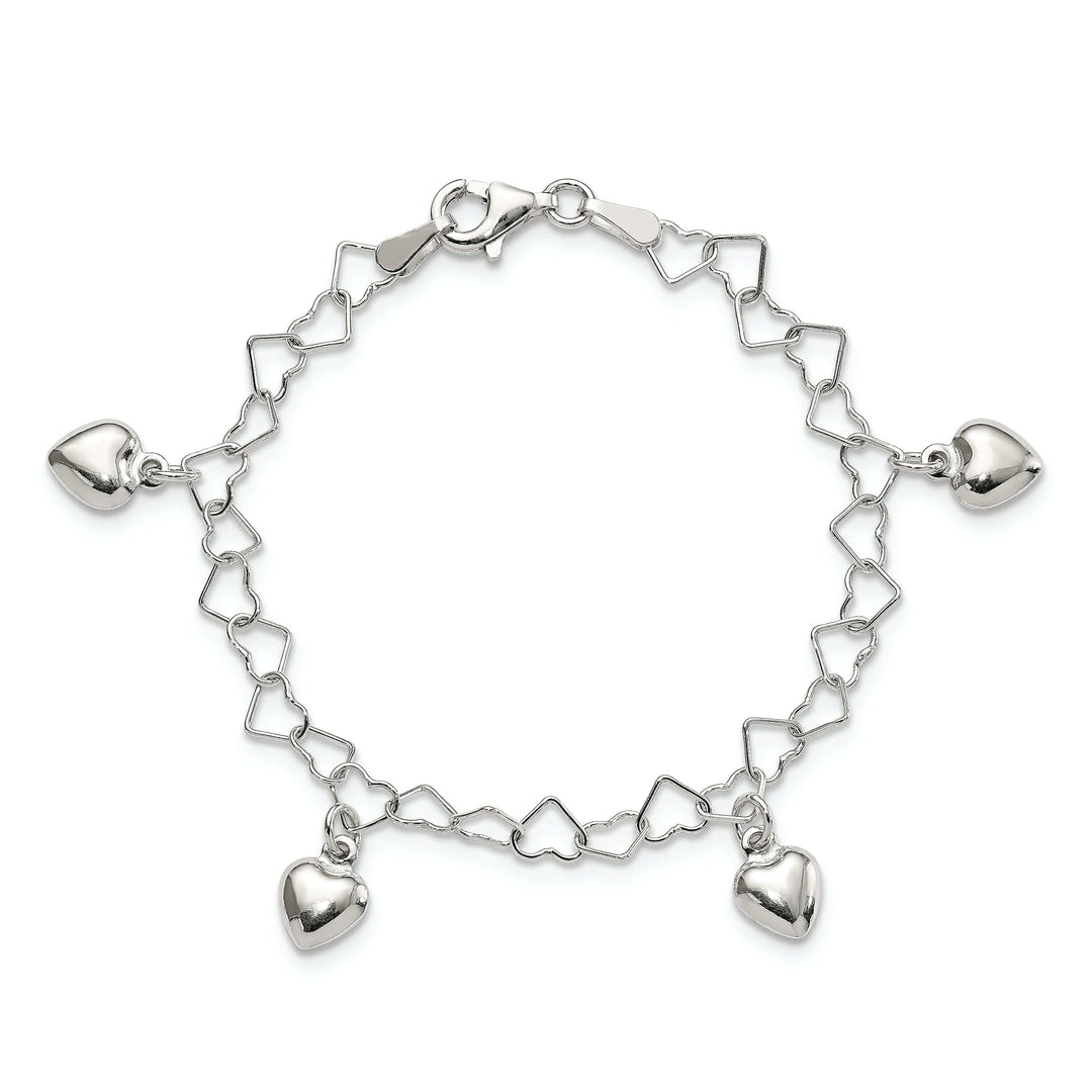 Lovely Rita's Bracelets Silver Polished Finish Dangling Heart Bracelet