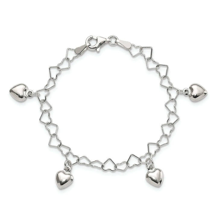 Lovely Rita's Bracelets Silver Polished Finish Dangling Heart Bracelet