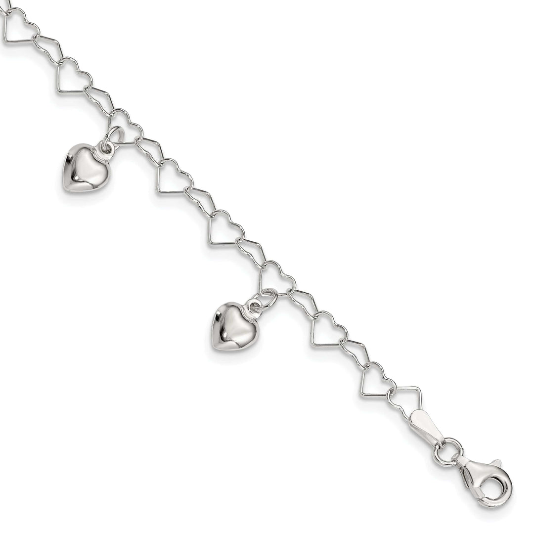 Lovely Rita's Bracelets Silver Polished Finish Dangling Heart Bracelet