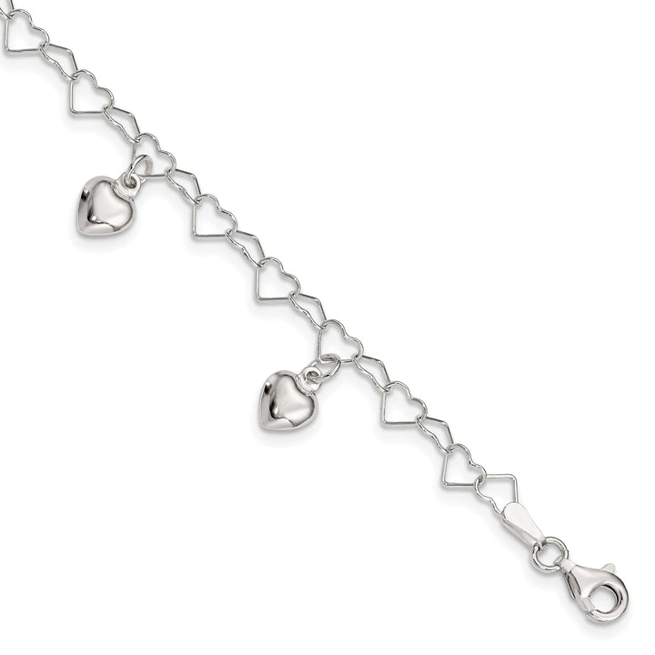Lovely Rita's Bracelets Silver Polished Finish Dangling Heart Bracelet
