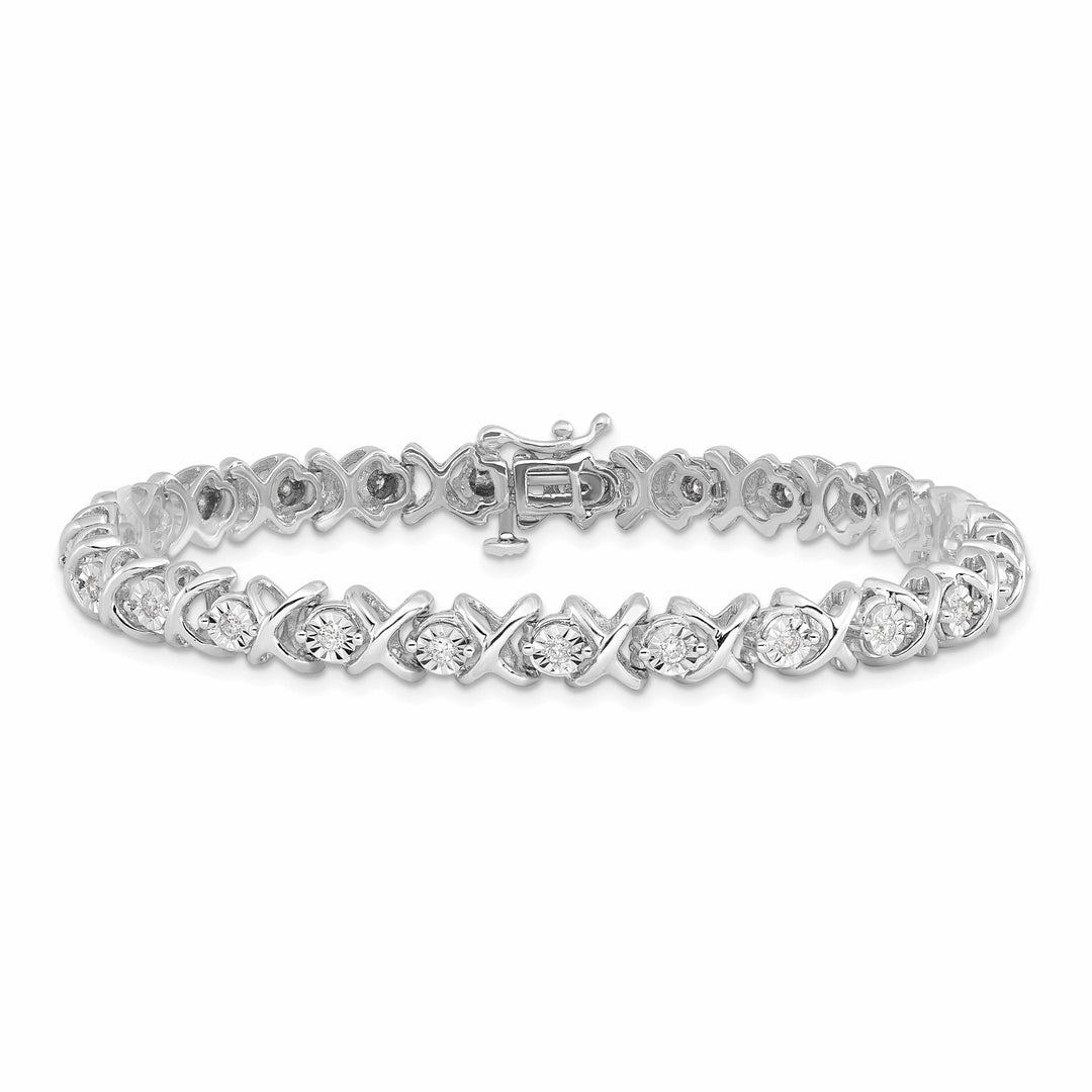 Lovely Rita's Bracelets Silver Polished Finish Diamond " X " Bracelet