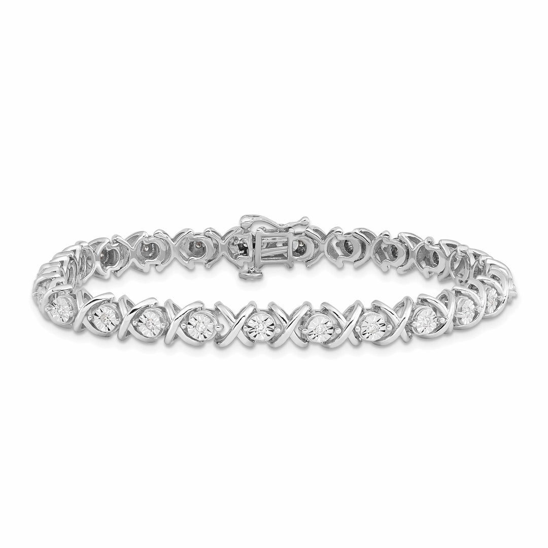Lovely Rita's Bracelets Silver Polished Finish Diamond " X " Bracelet