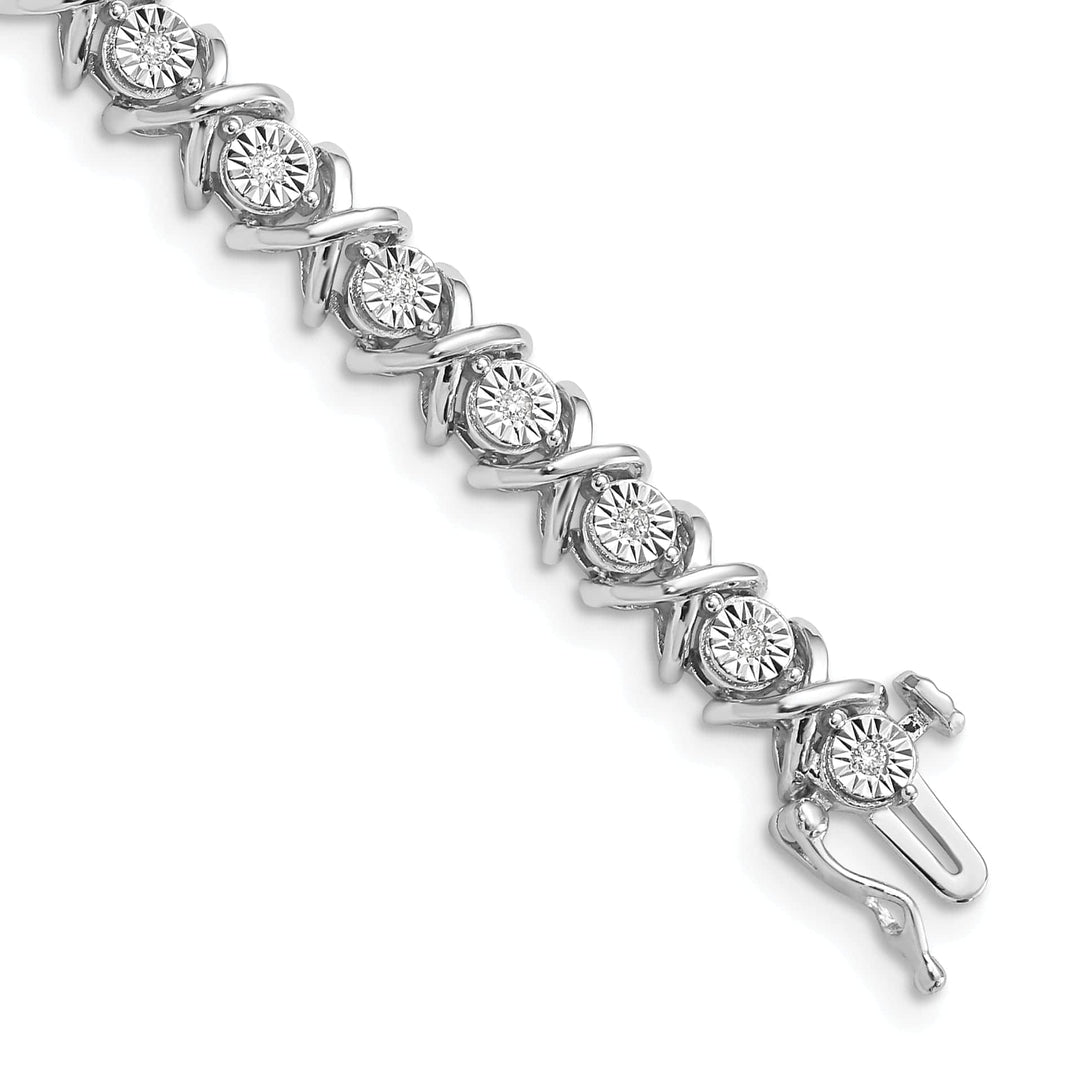 Lovely Rita's Bracelets Silver Polished Finish Diamond " X " Bracelet