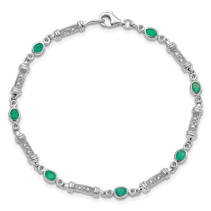Lovely Rita's Bracelets Silver Polished Finish Emerald Diamond Bracelet