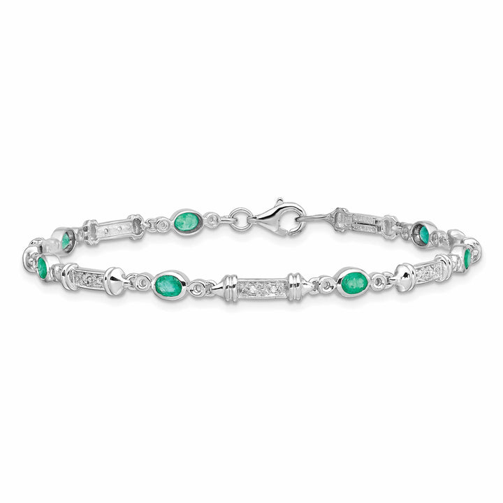 Lovely Rita's Bracelets Silver Polished Finish Emerald Diamond Bracelet