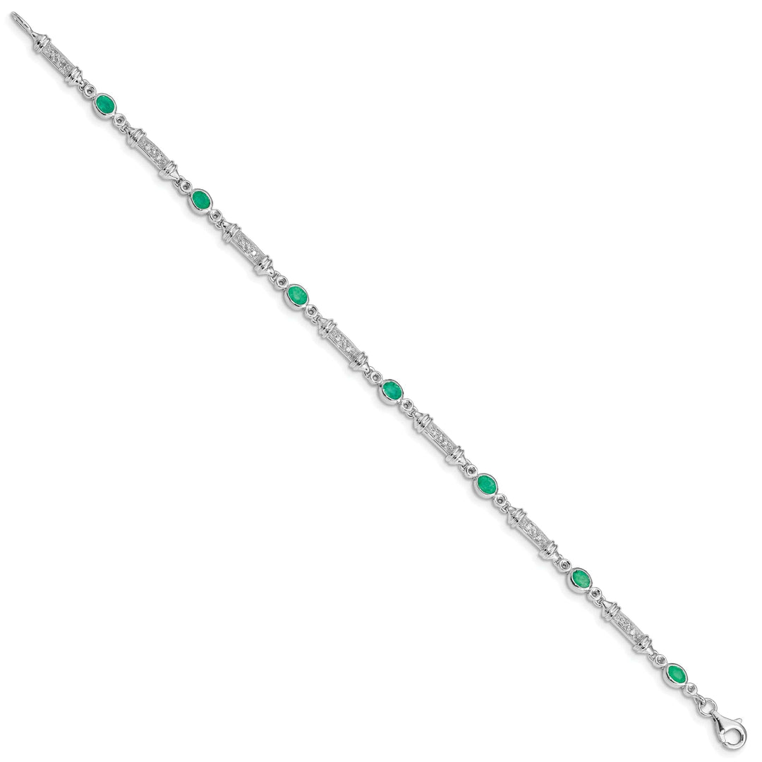 Lovely Rita's Bracelets Silver Polished Finish Emerald Diamond Bracelet