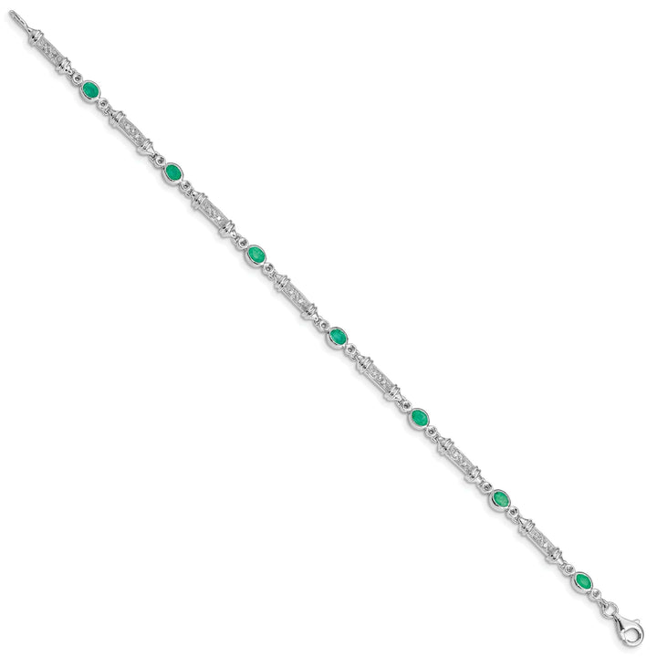 Lovely Rita's Bracelets Silver Polished Finish Emerald Diamond Bracelet