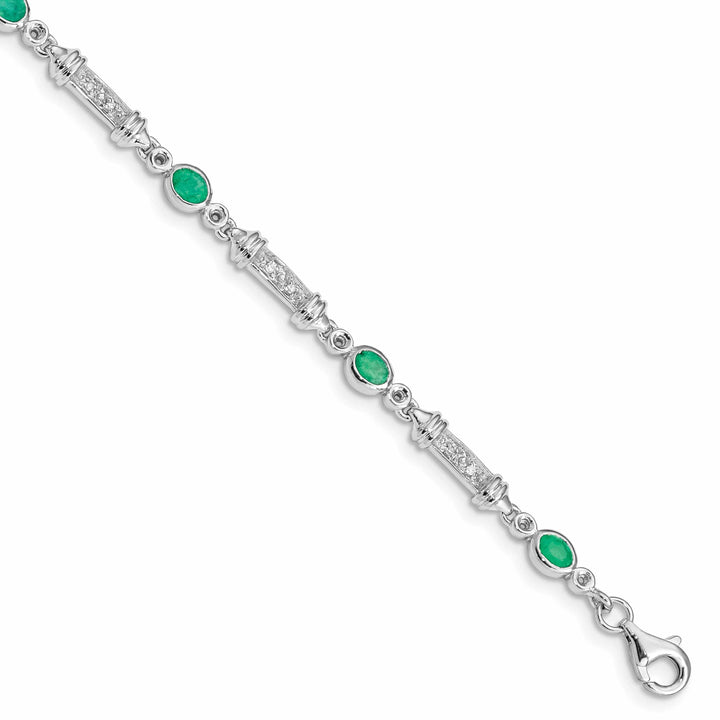 Lovely Rita's Bracelets Silver Polished Finish Emerald Diamond Bracelet