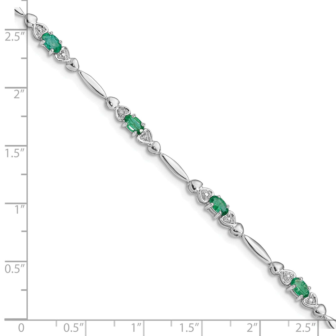 Lovely Rita's Bracelets Silver Polished Finish Emerald Diamond Bracelet