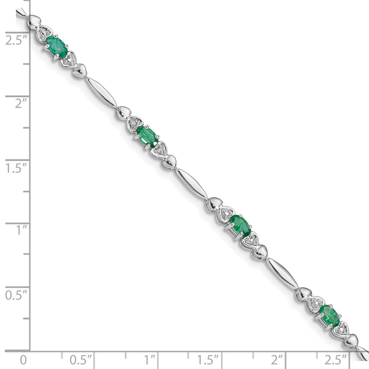 Lovely Rita's Bracelets Silver Polished Finish Emerald Diamond Bracelet