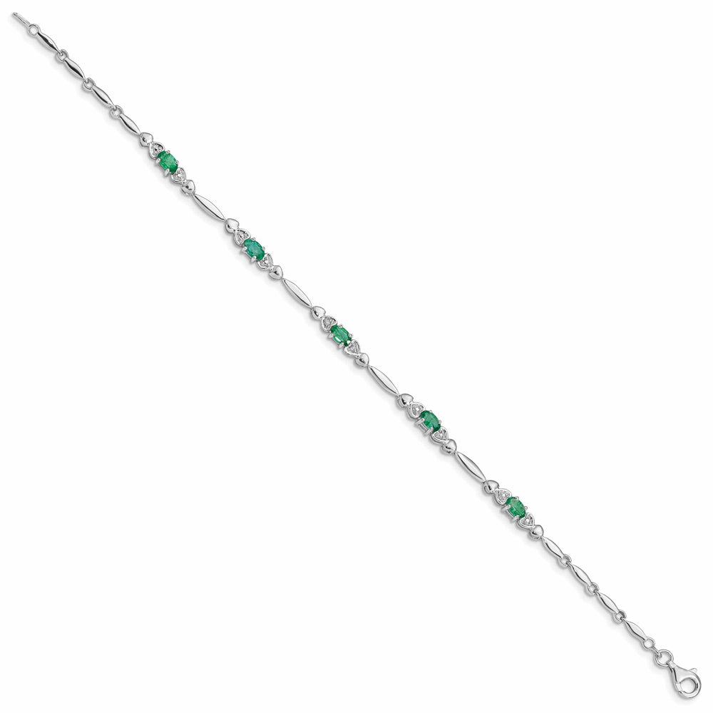 Lovely Rita's Bracelets Silver Polished Finish Emerald Diamond Bracelet