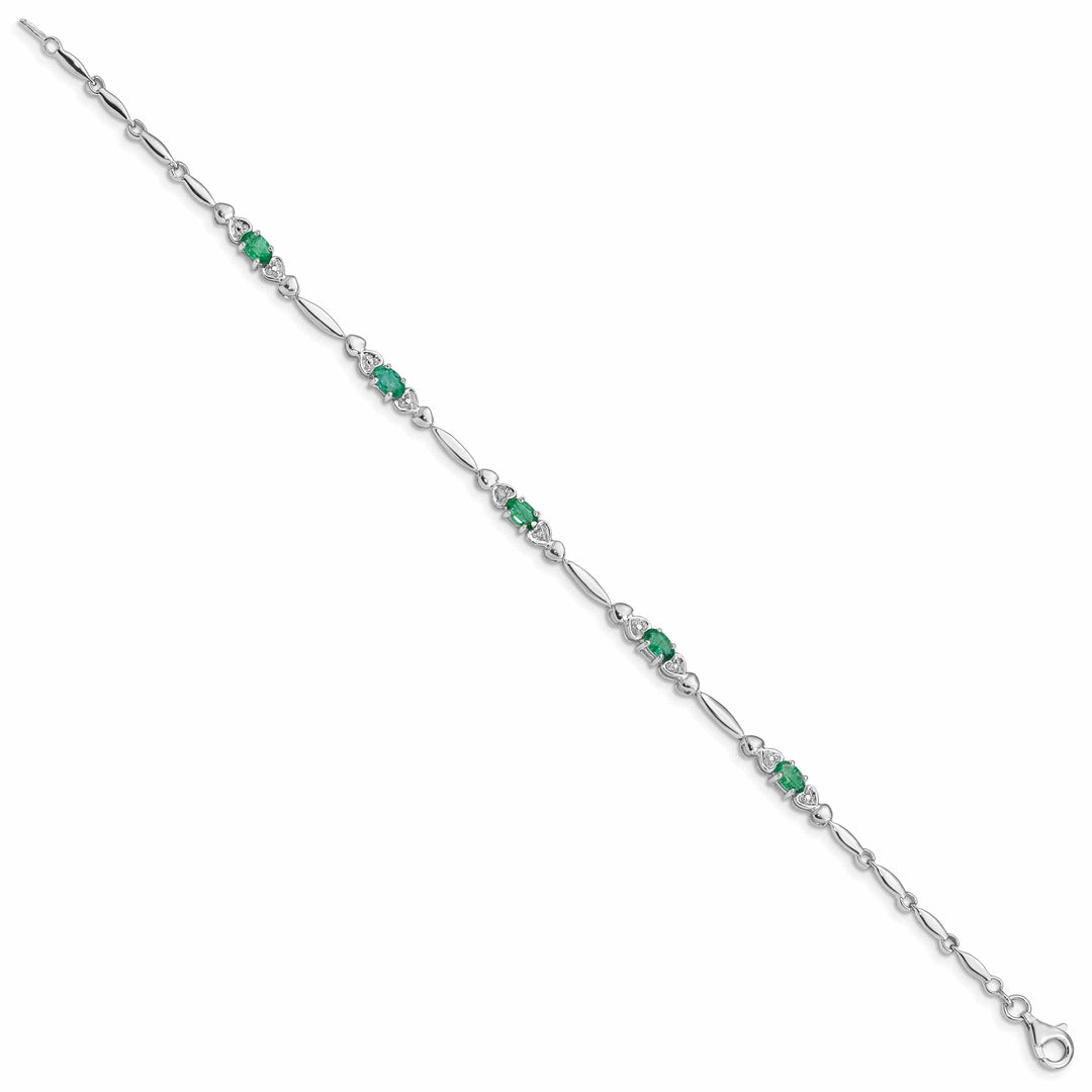 Lovely Rita's Bracelets Silver Polished Finish Emerald Diamond Bracelet